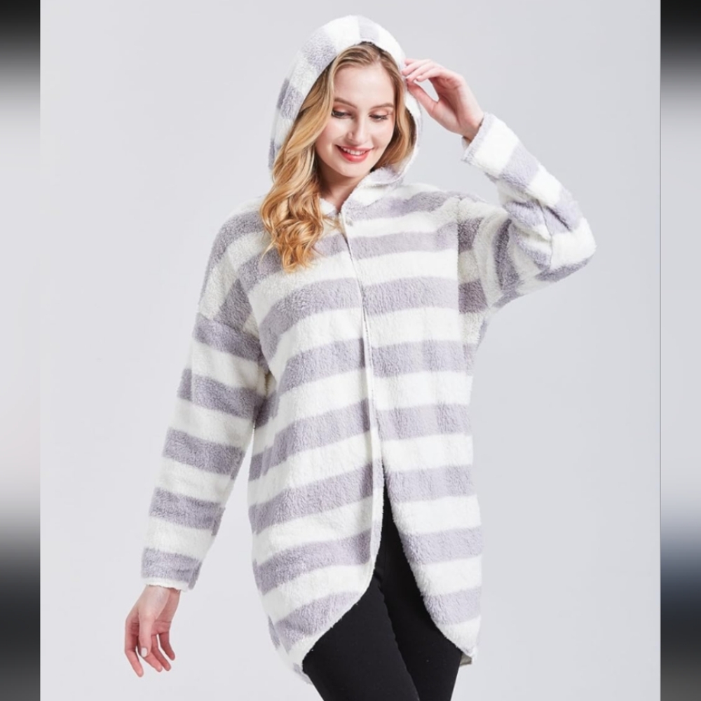 PJ Salvage Fuzzy Hooded Lounge Jacket Robe